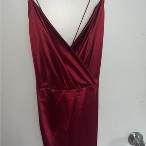 Fashion Nova Red Slip Dress Sleeveless Plunge